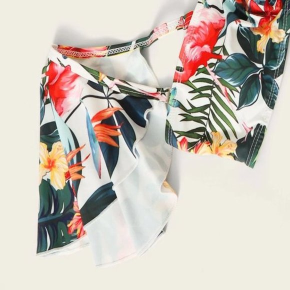 JUST IN!! TROPICAL Bardot Bikini Swimsuit  SKIRT - Picture 6 of 6